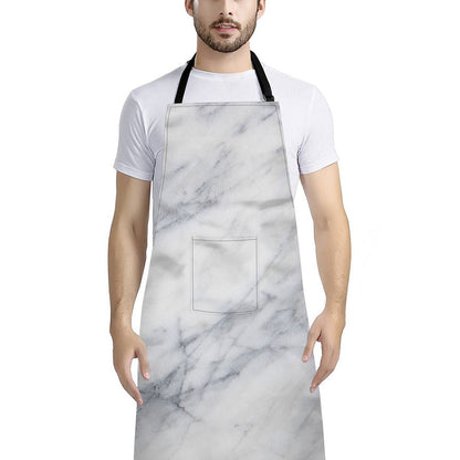 Smoke Grey Marble Print Bib Apron With Pocket