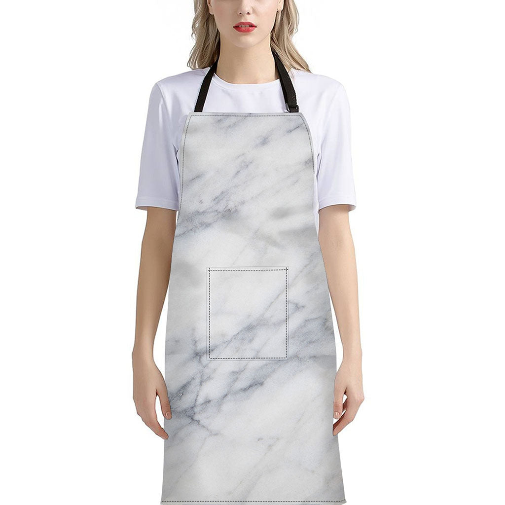Smoke Grey Marble Print Bib Apron With Pocket