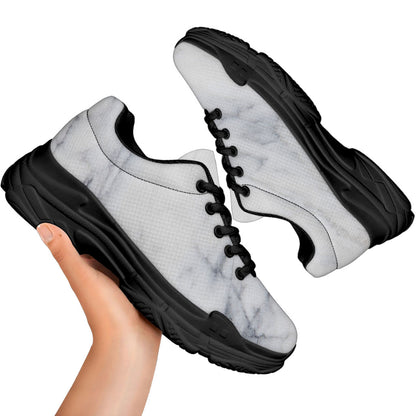Smoke Grey Marble Print Black Chunky Shoes