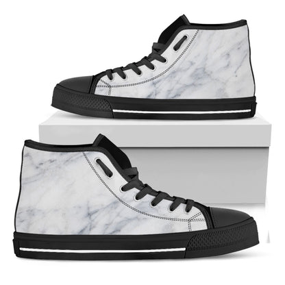 Smoke Grey Marble Print Black High Top Sneakers
