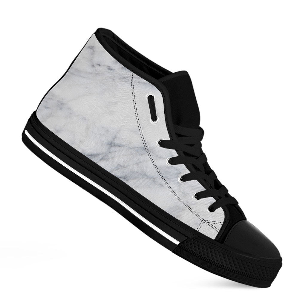Smoke Grey Marble Print Black High Top Sneakers