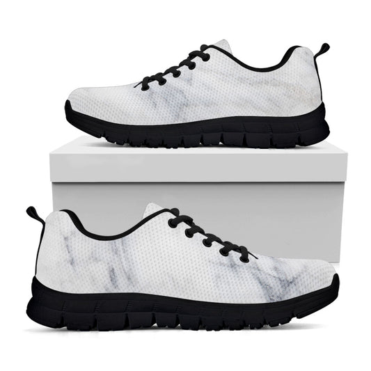 Smoke Grey Marble Print Black Running Shoes