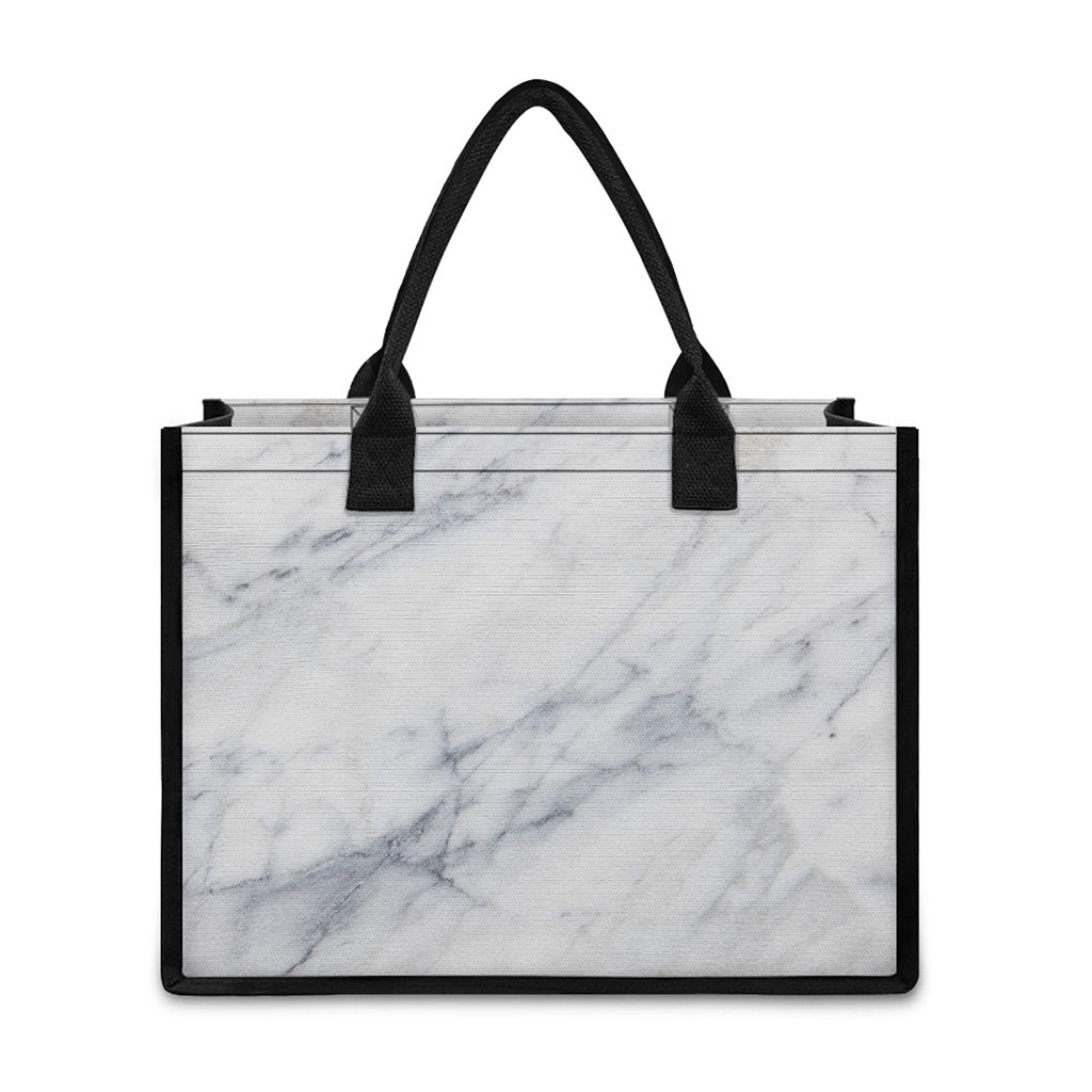 Smoke Grey Marble Print Canvas Tote Bag