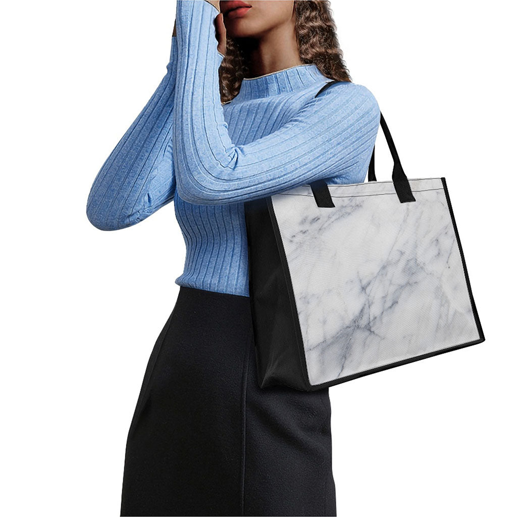 Smoke Grey Marble Print Canvas Tote Bag