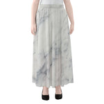 Smoke Grey Marble Print Chiffon Maxi Skirt