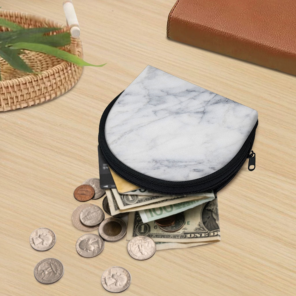 Smoke Grey Marble Print Coin Purse