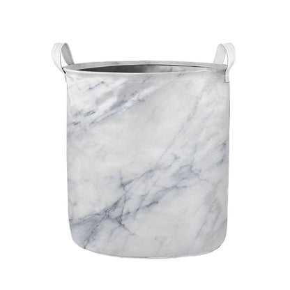 Smoke Grey Marble Print Collapsible Laundry Basket