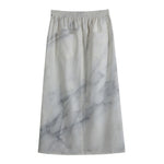 Smoke Grey Marble Print Cotton Front Slit Maxi Skirt