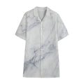 Smoke Grey Marble Print Cotton Hawaiian Shirt