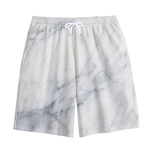 Smoke Grey Marble Print Cotton Shorts