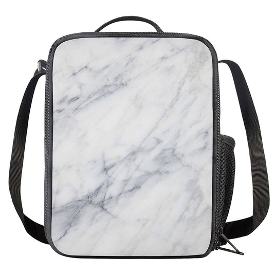 Smoke Grey Marble Print Crossbody Lunch Bag