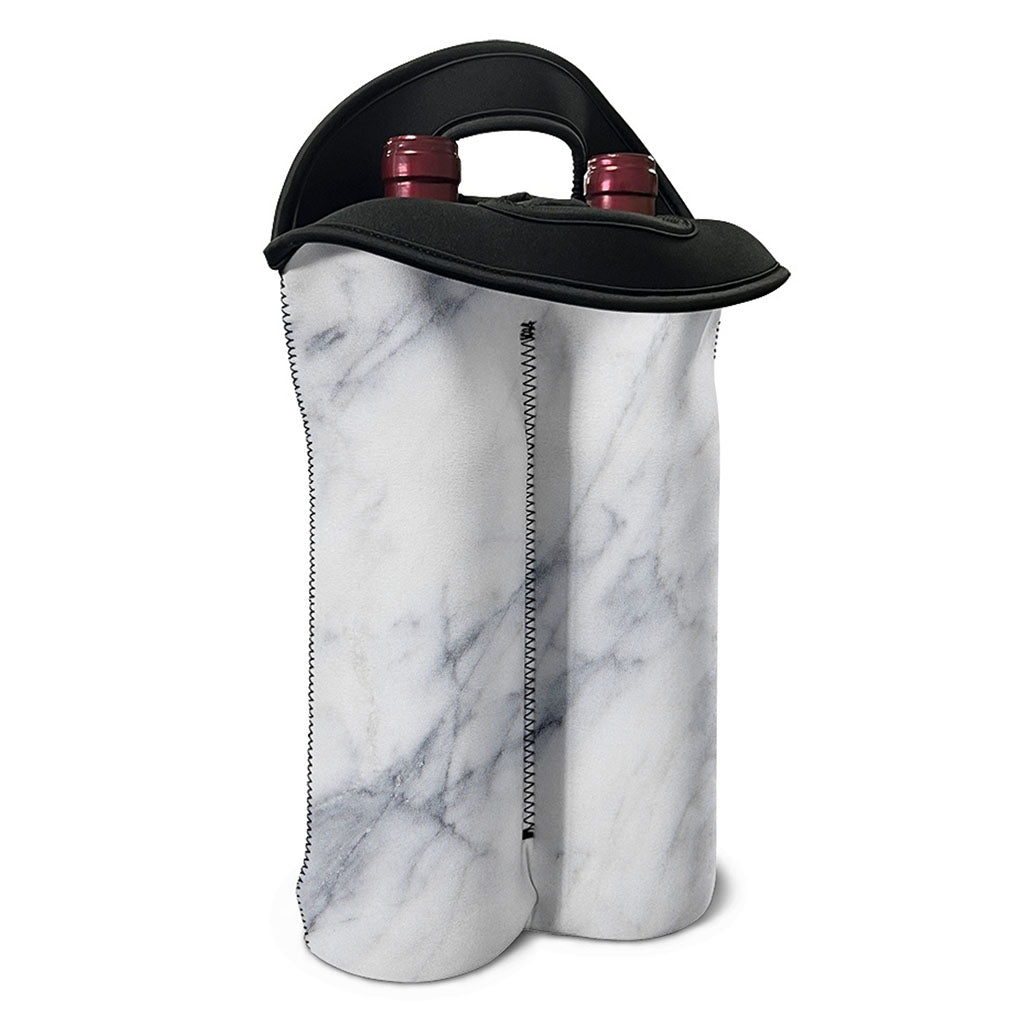 Smoke Grey Marble Print Double Neoprene Wine Tote
