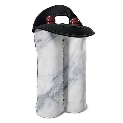 Smoke Grey Marble Print Double Neoprene Wine Tote