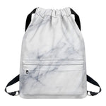 Smoke Grey Marble Print Drawstring Backpack