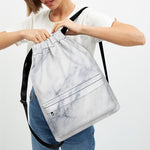 Smoke Grey Marble Print Drawstring Backpack