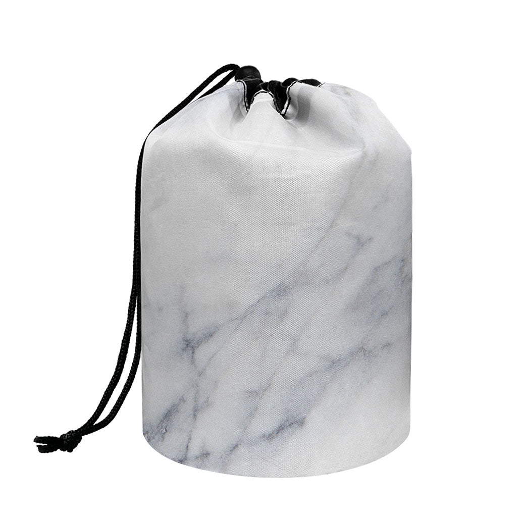 Smoke Grey Marble Print Drawstring Makeup Bag