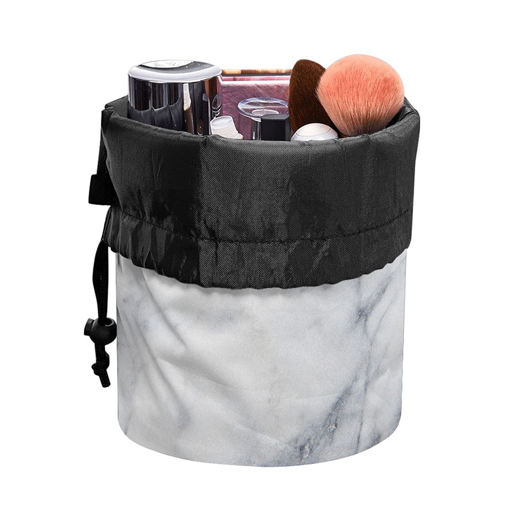 Smoke Grey Marble Print Drawstring Makeup Bag