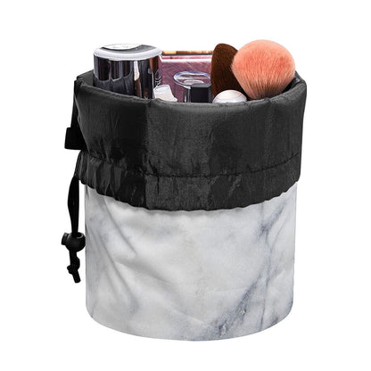 Smoke Grey Marble Print Drawstring Makeup Bag