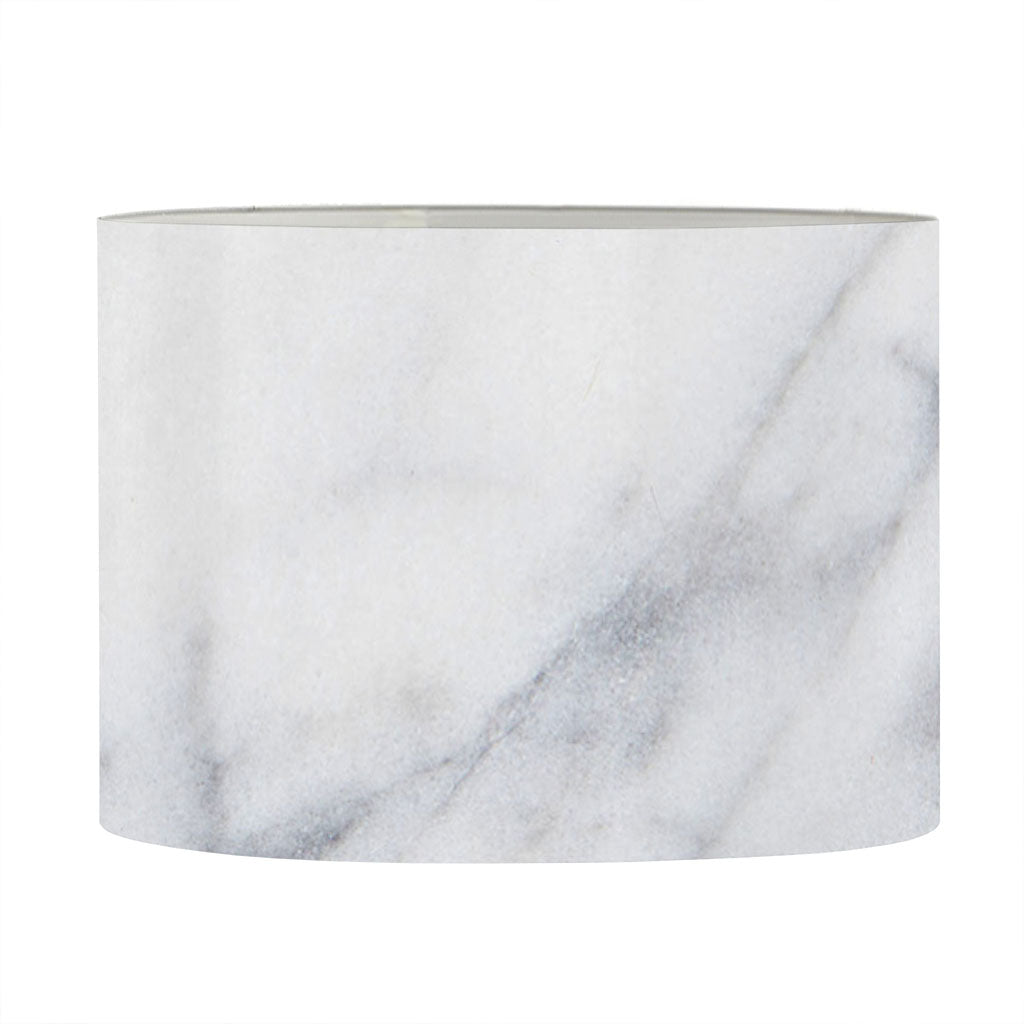 Smoke Grey Marble Print Drum Lamp Shade