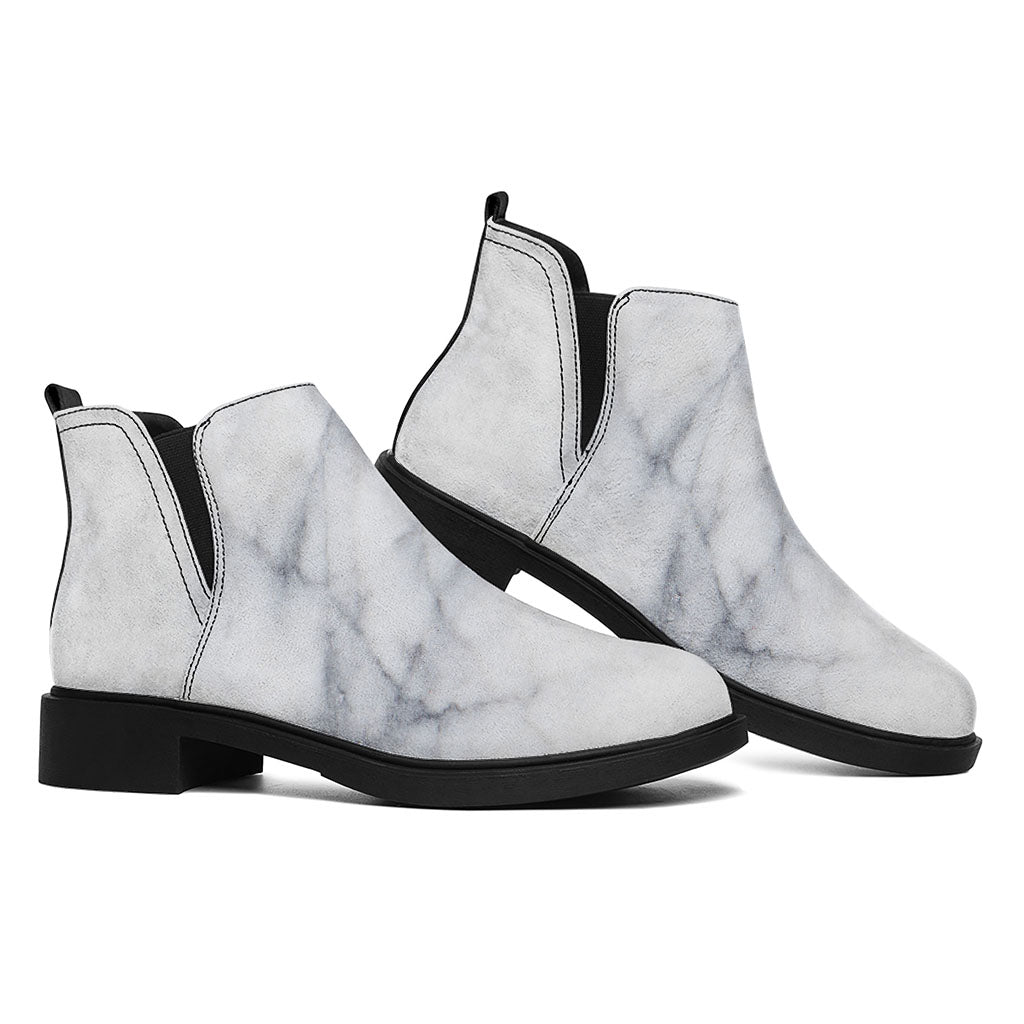 Smoke Grey Marble Print Flat Ankle Boots
