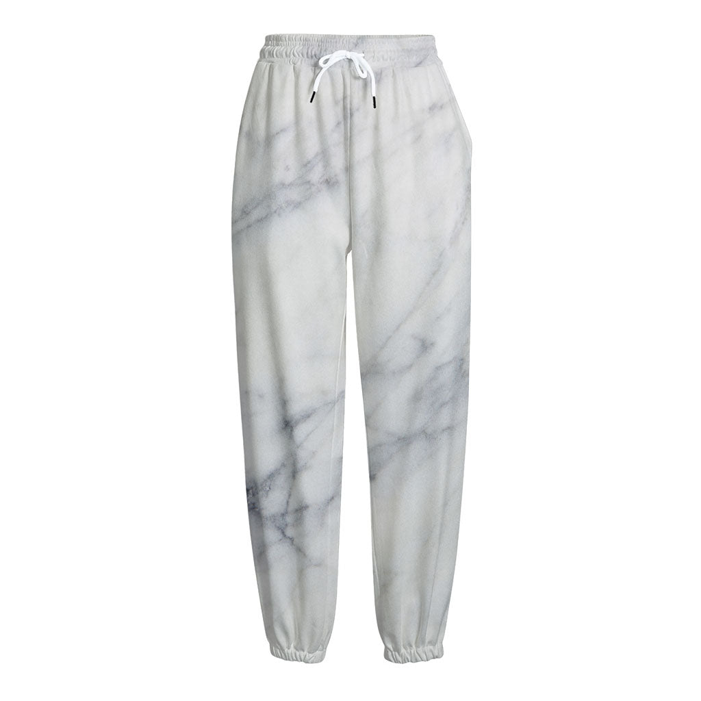 Smoke Grey Marble Print Fleece Lined Knit Pants