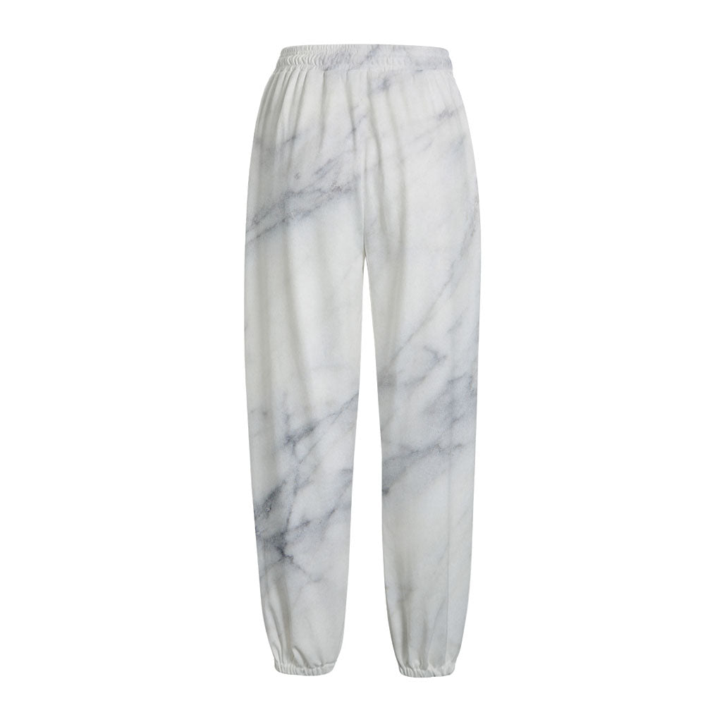 Smoke Grey Marble Print Fleece Lined Knit Pants