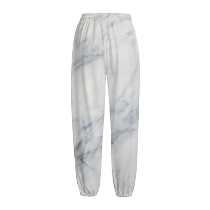 Smoke Grey Marble Print Fleece Lined Knit Pants
