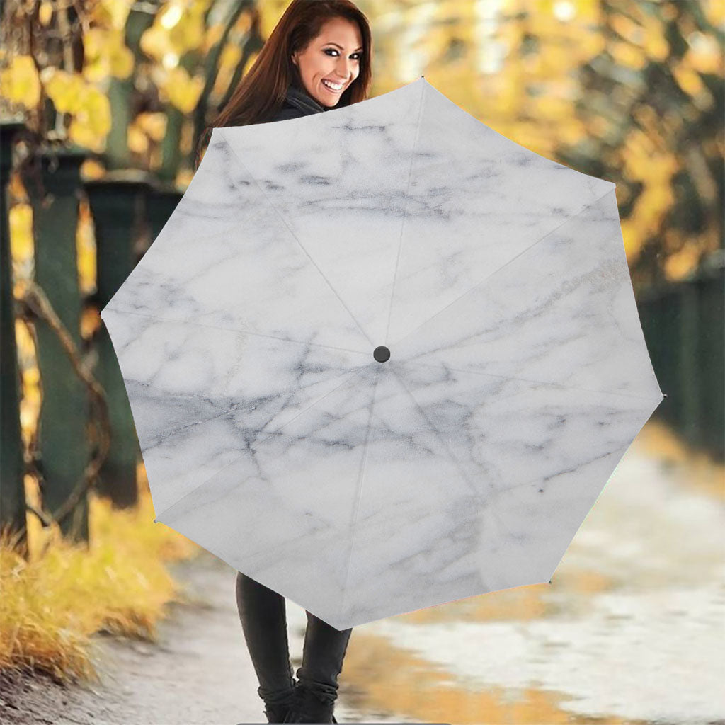 Smoke Grey Marble Print Foldable Umbrella