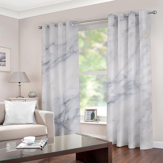 Smoke Grey Marble Print Grommet Curtains