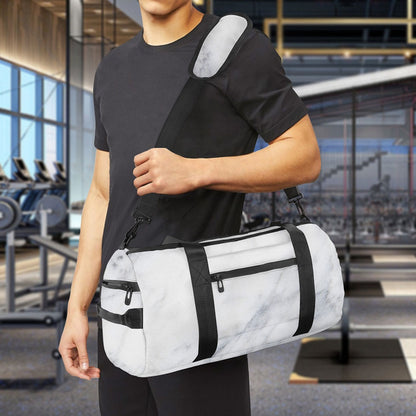 Smoke Grey Marble Print Gym Bag