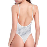Smoke Grey Marble Print High Cut One Piece Swimsuit
