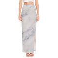 Smoke Grey Marble Print High Slit Maxi Skirt