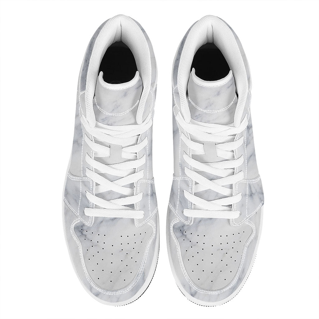 Smoke Grey Marble Print High Top Leather Sneakers