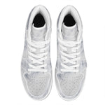 Smoke Grey Marble Print High Top Leather Sneakers