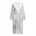 Smoke Grey Marble Print Hooded Bathrobe