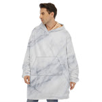 Smoke Grey Marble Print Hoodie Blanket