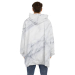 Smoke Grey Marble Print Hoodie Blanket