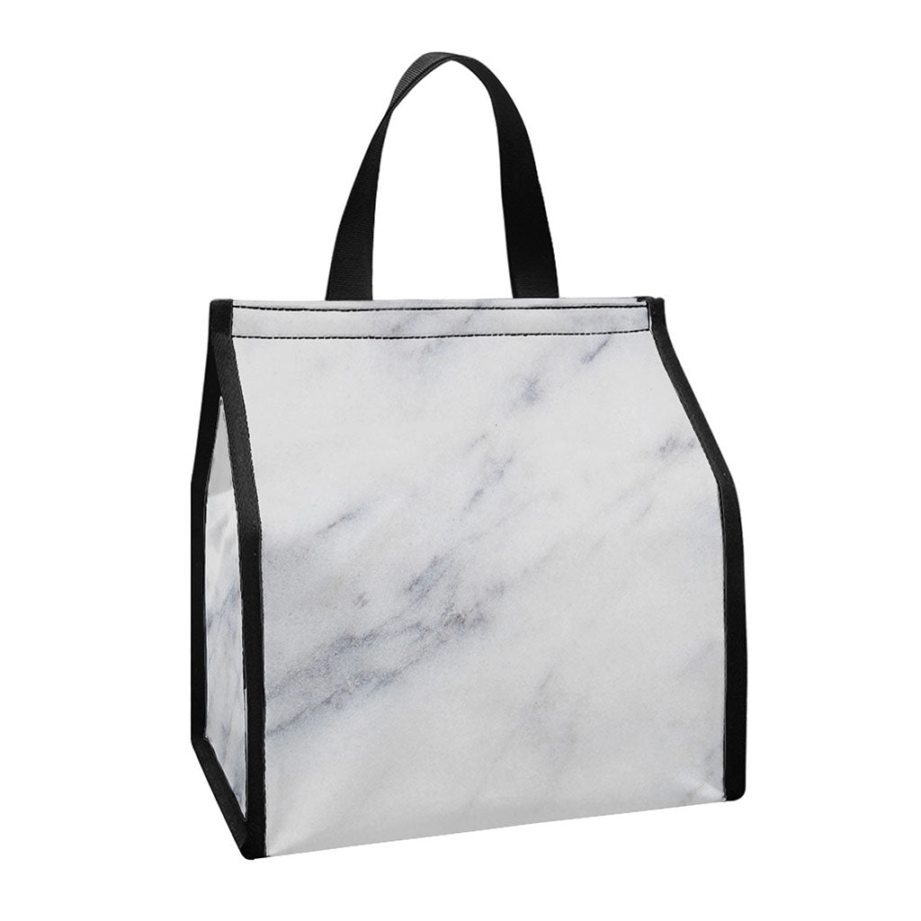 Smoke Grey Marble Print Insulated Lunch Tote