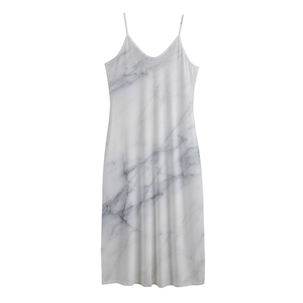 Smoke Grey Marble Print Jersey Midi Cami Dress