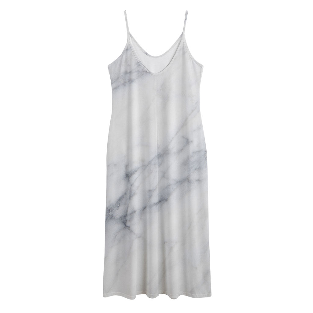 Smoke Grey Marble Print Jersey Midi Cami Dress