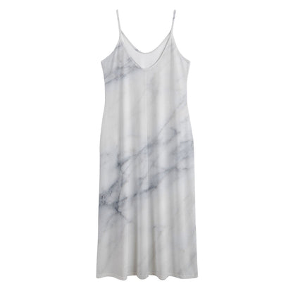 Smoke Grey Marble Print Jersey Midi Cami Dress