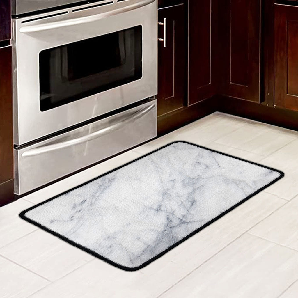 Smoke Grey Marble Print Kitchen Mat