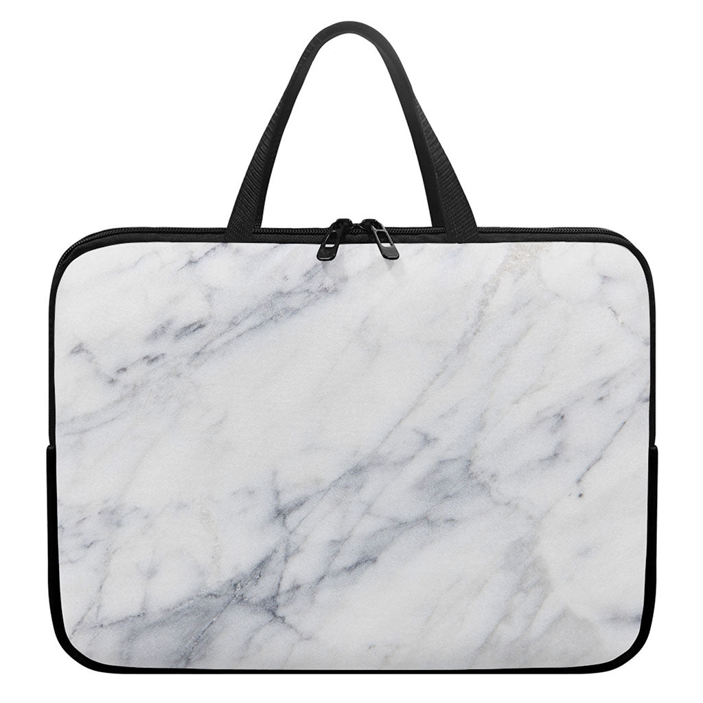 Smoke Grey Marble Print Laptop Sleeve With Handle