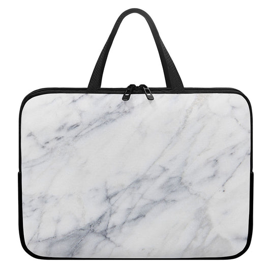 Smoke Grey Marble Print Laptop Sleeve With Handle
