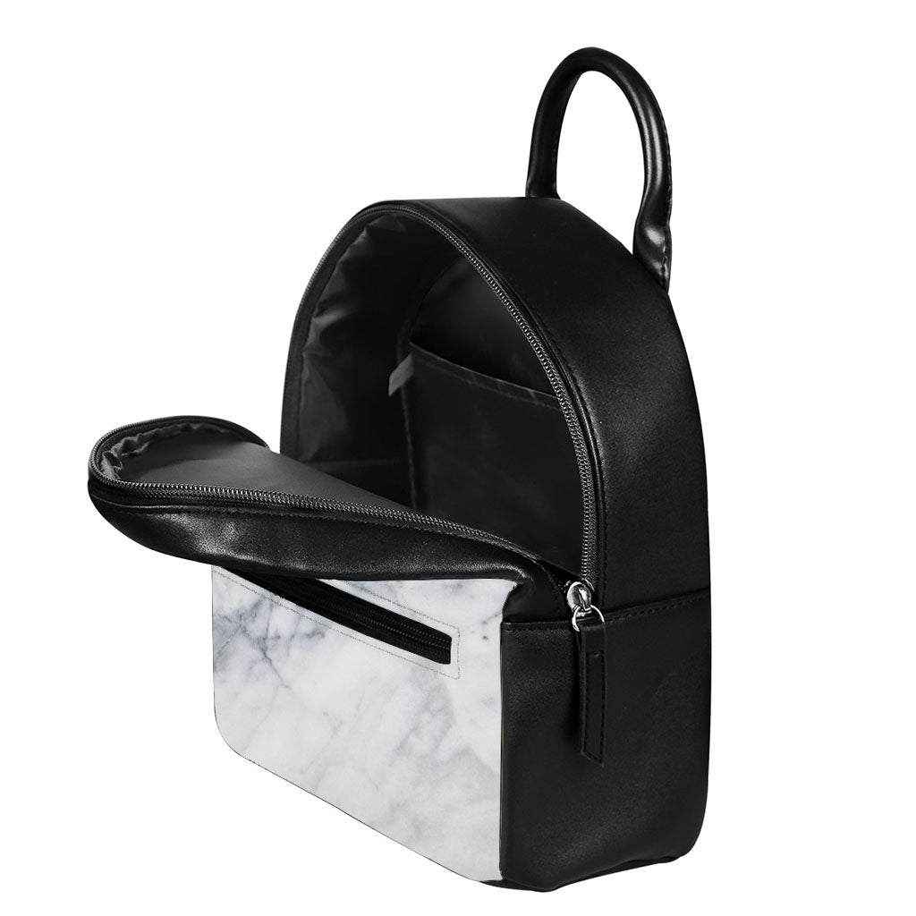Smoke Grey Marble Print Leather Backpack