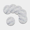 Smoke Grey Marble Print Leather Coaster Set