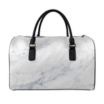 Smoke Grey Marble Print Leather Duffle Bag