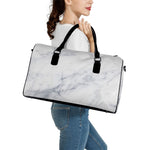 Smoke Grey Marble Print Leather Duffle Bag
