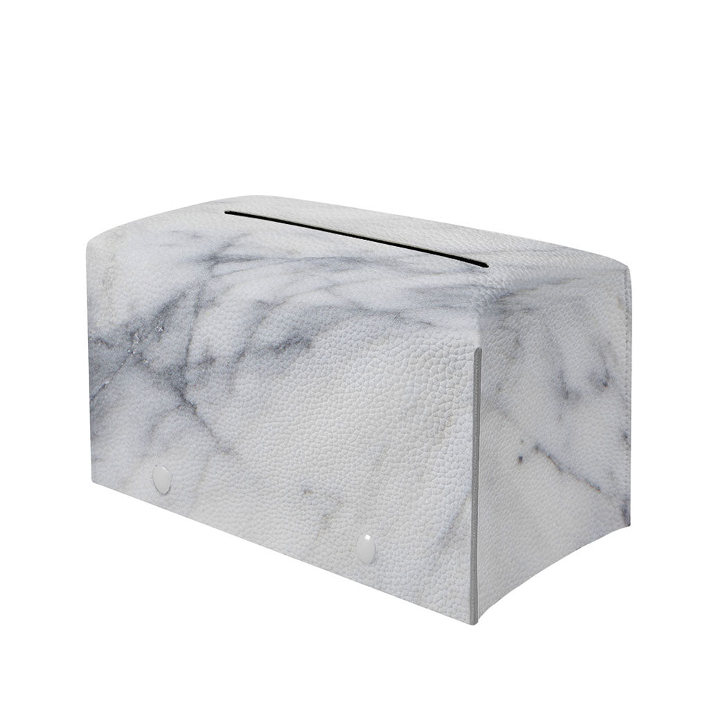 Smoke Grey Marble Print Leather Tissue Box Cover