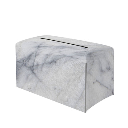 Smoke Grey Marble Print Leather Tissue Box Cover